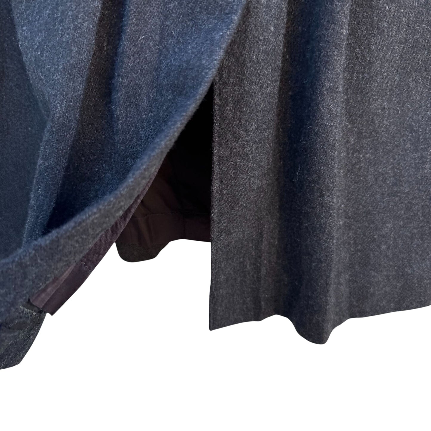 Evan-Picone I Magnin Vintage Wool Blend Inverted Side Pleat Midi Skirt Charcoal