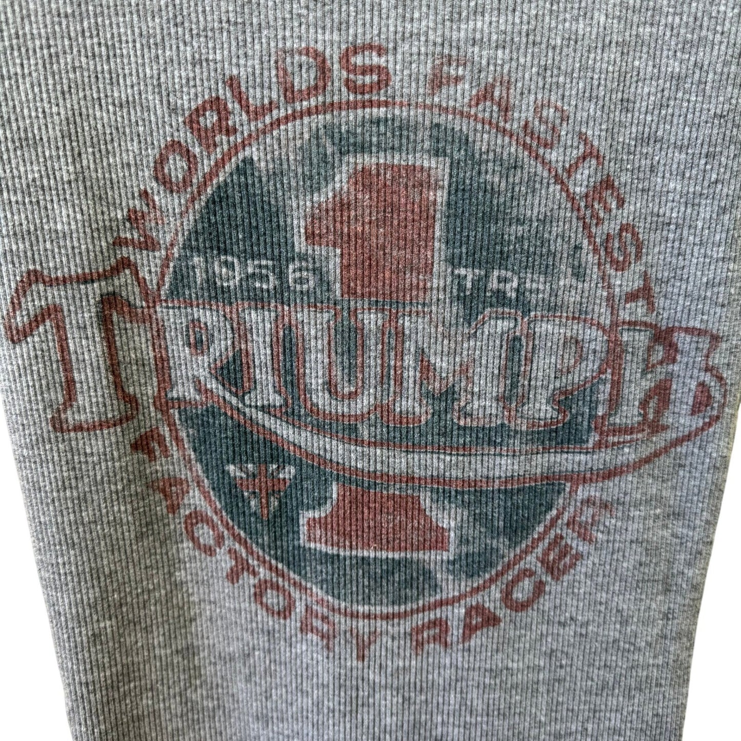 Lucky Brand Triumph Motorcycles Biker Moto Americana Graphic Ribbed Tank Grey XS