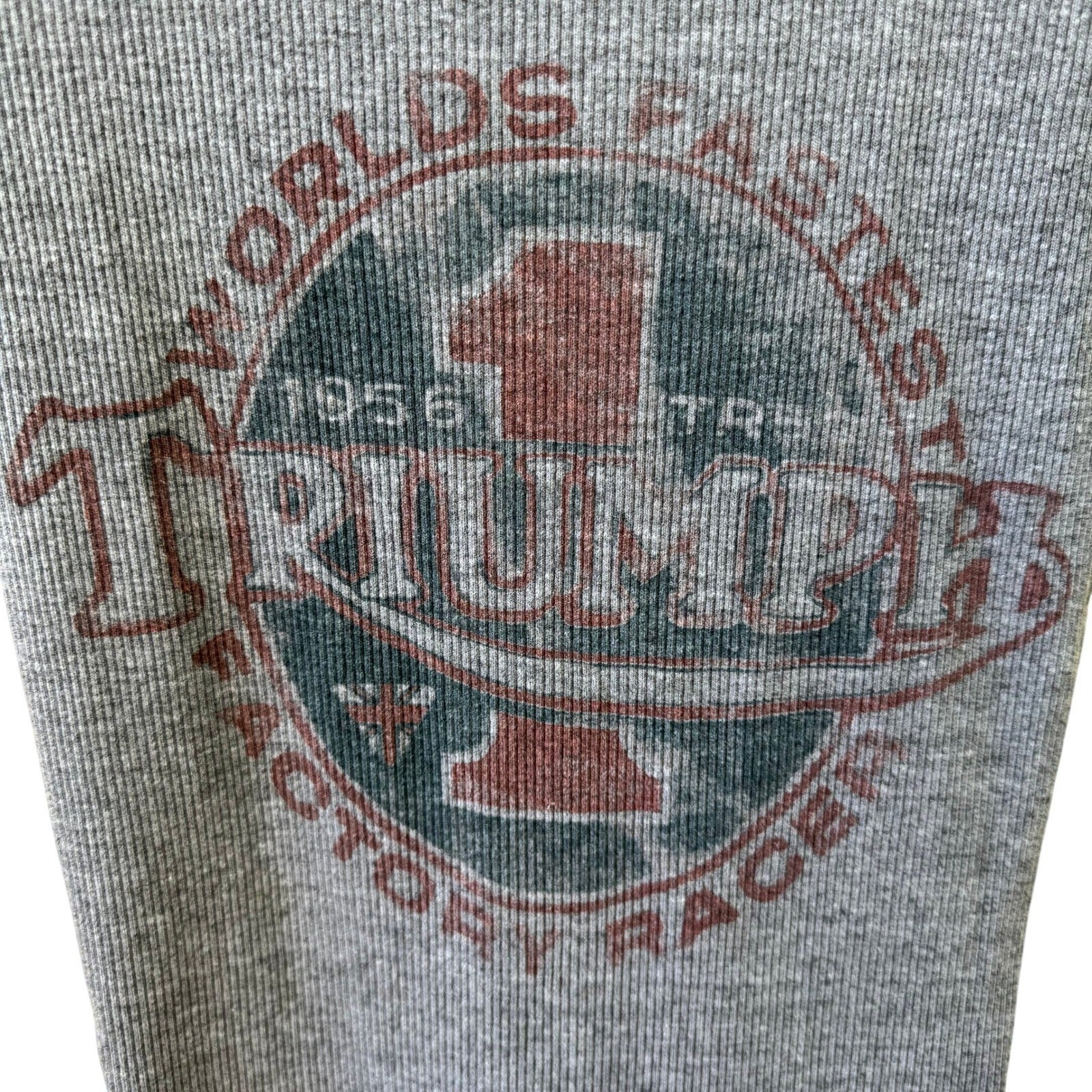 Lucky Brand Triumph Motorcycles Biker Moto Americana Graphic Ribbed Tank Grey XS