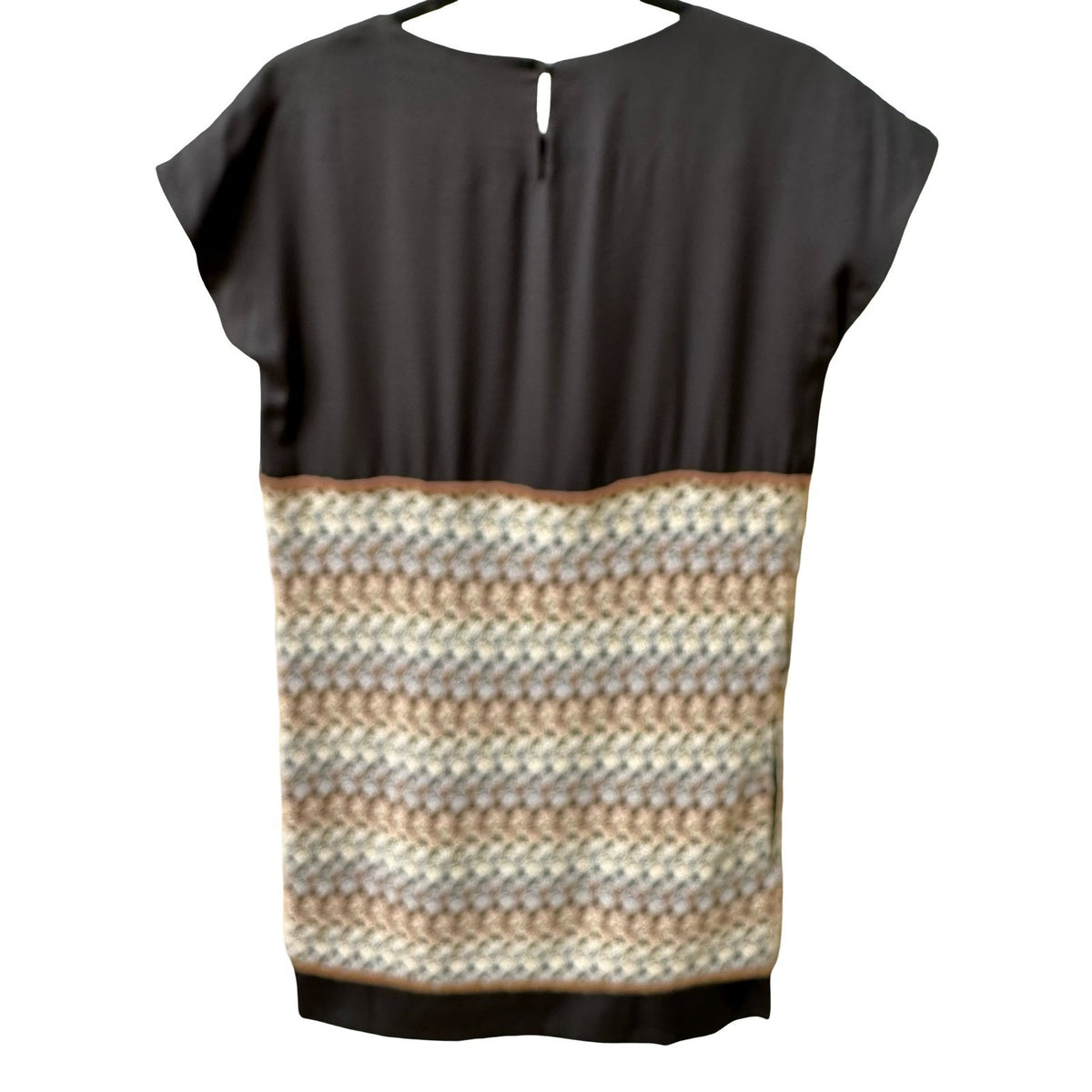Missoni Italian Luxury Designer Crochet Knit Silk Boho Chic Mini Dress Black L