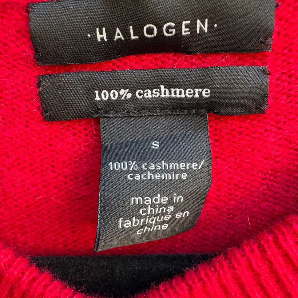 Halogen 100% Cashmere Quiet Luxury Minimalist Preppy Staple Sweater Tomato Red S