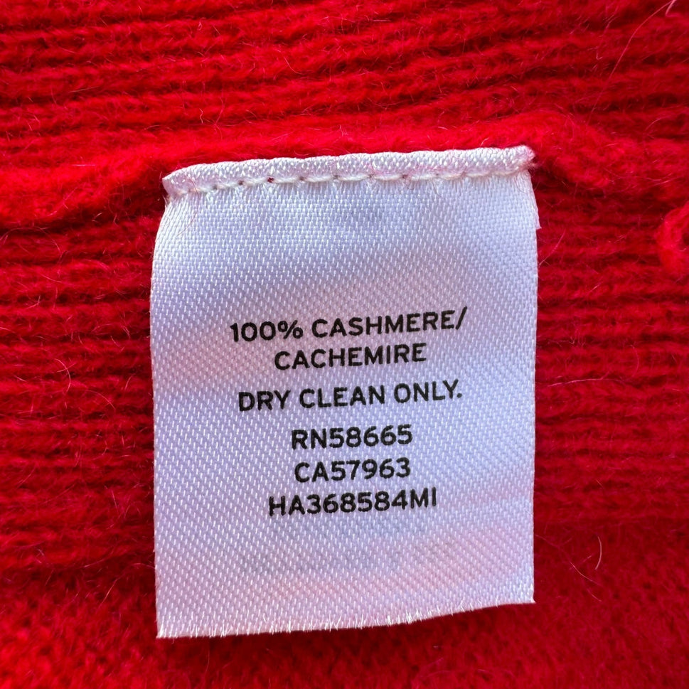 Halogen 100% Cashmere Quiet Luxury Minimalist Preppy Staple Sweater Tomato Red S