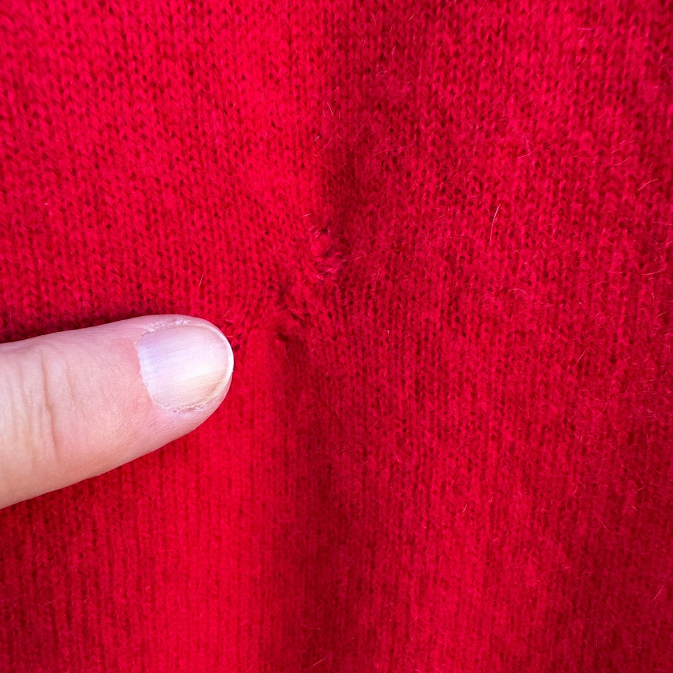 Halogen 100% Cashmere Quiet Luxury Minimalist Preppy Staple Sweater Tomato Red S