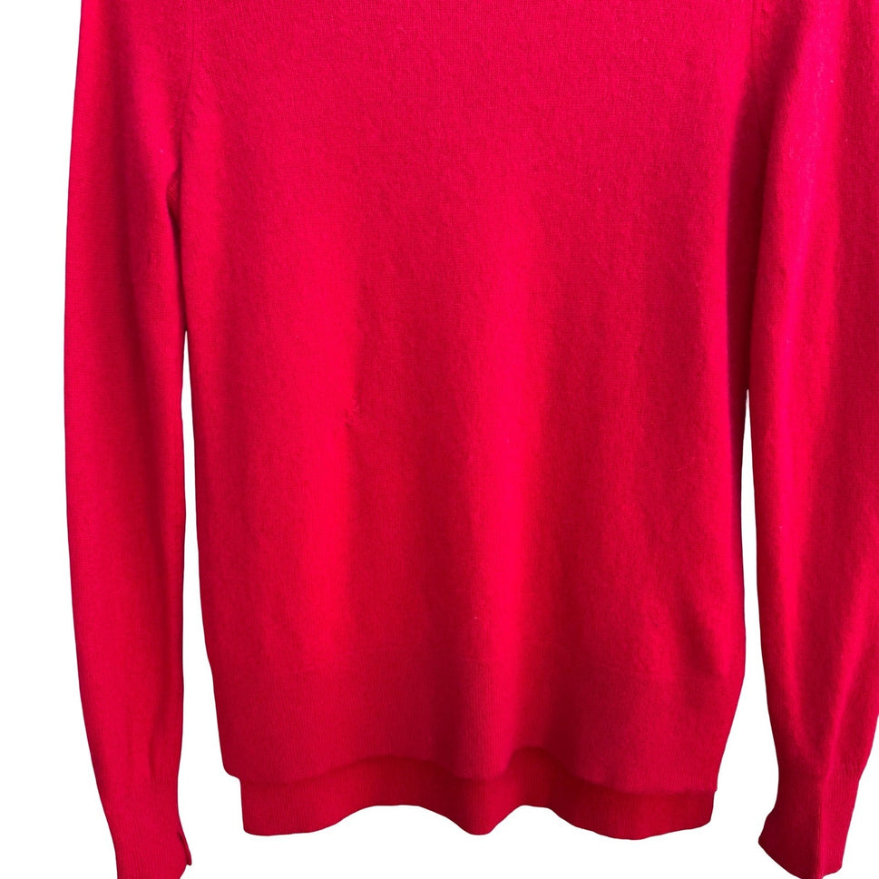Halogen 100% Cashmere Quiet Luxury Minimalist Preppy Staple Sweater Tomato Red S