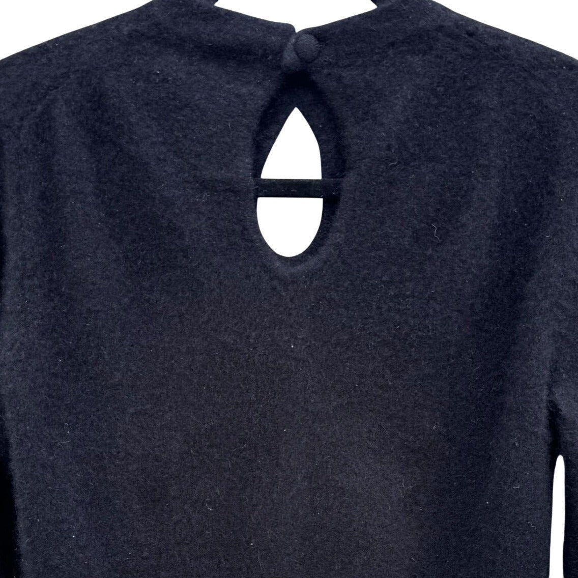 Neiman Marcus Black Luxury Knit Cashmere Sweater XL Keyhole Cutouts Long Sleeve