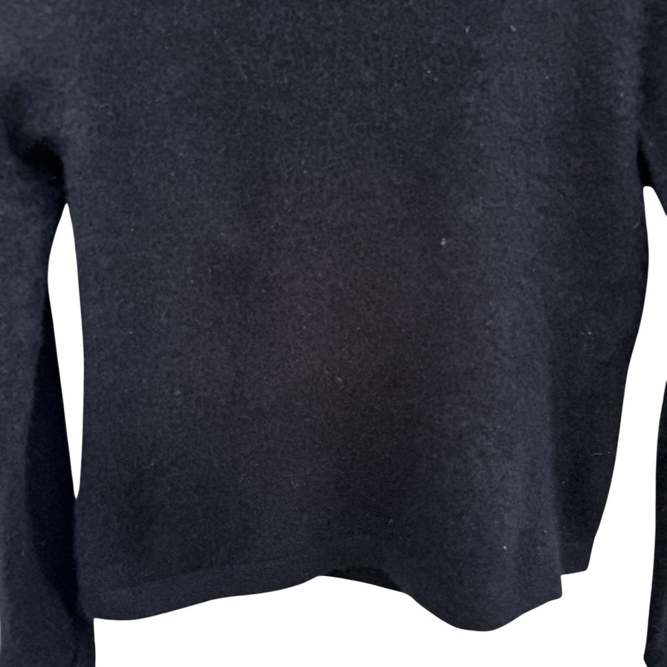 Neiman Marcus Black Luxury Knit Cashmere Sweater XL Keyhole Cutouts Long Sleeve