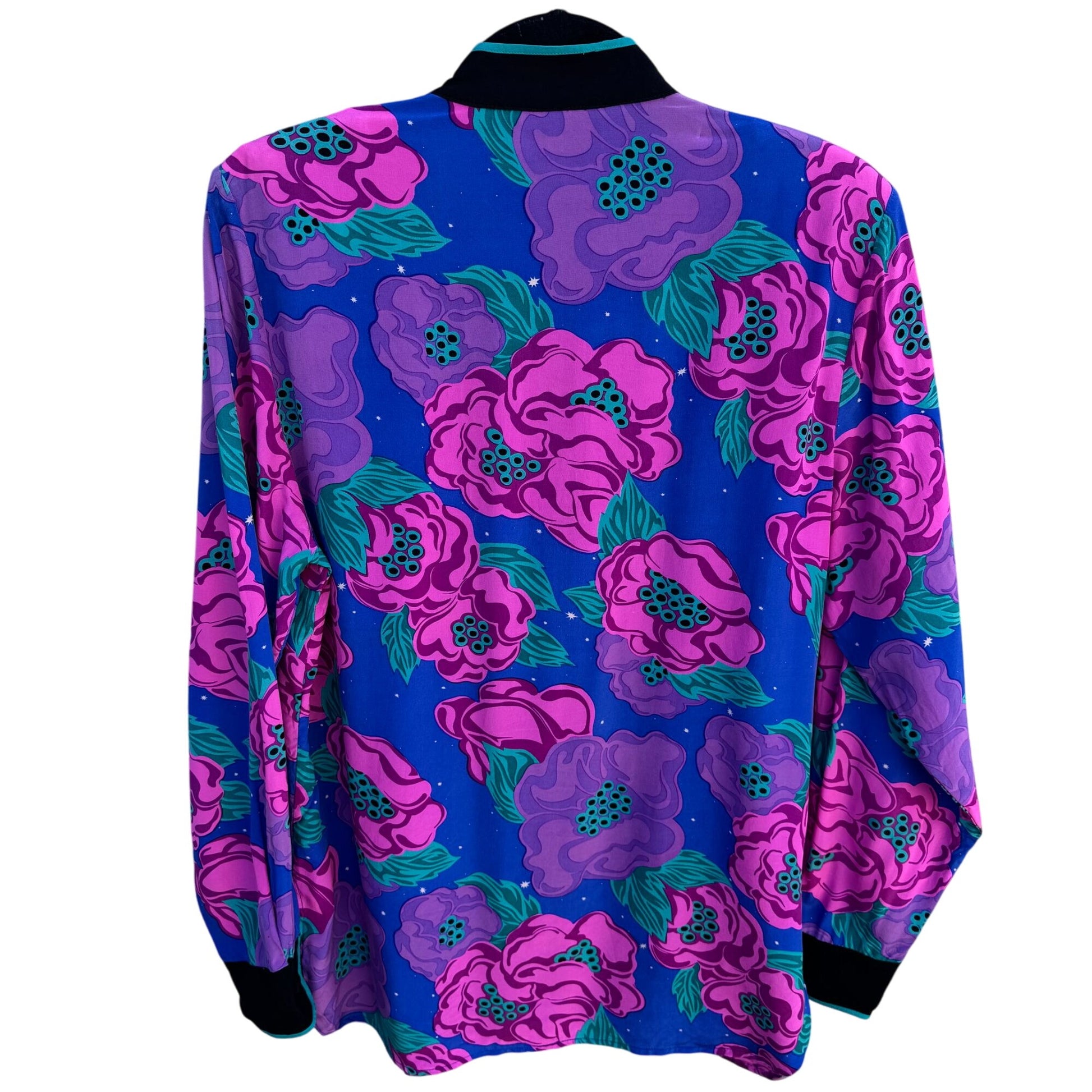 Bob Mackie Wearable Art Vintage Womens Silk Floral Frog Closure Kimono Jacket S
