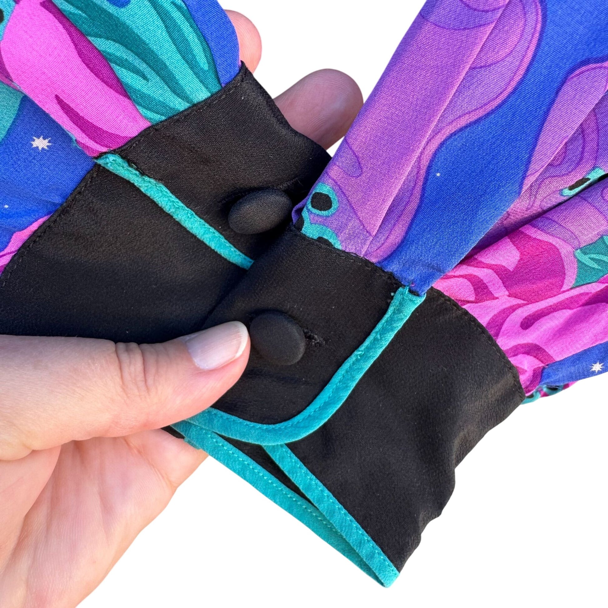 Bob Mackie Wearable Art Vintage Womens Silk Floral Frog Closure Kimono Jacket S