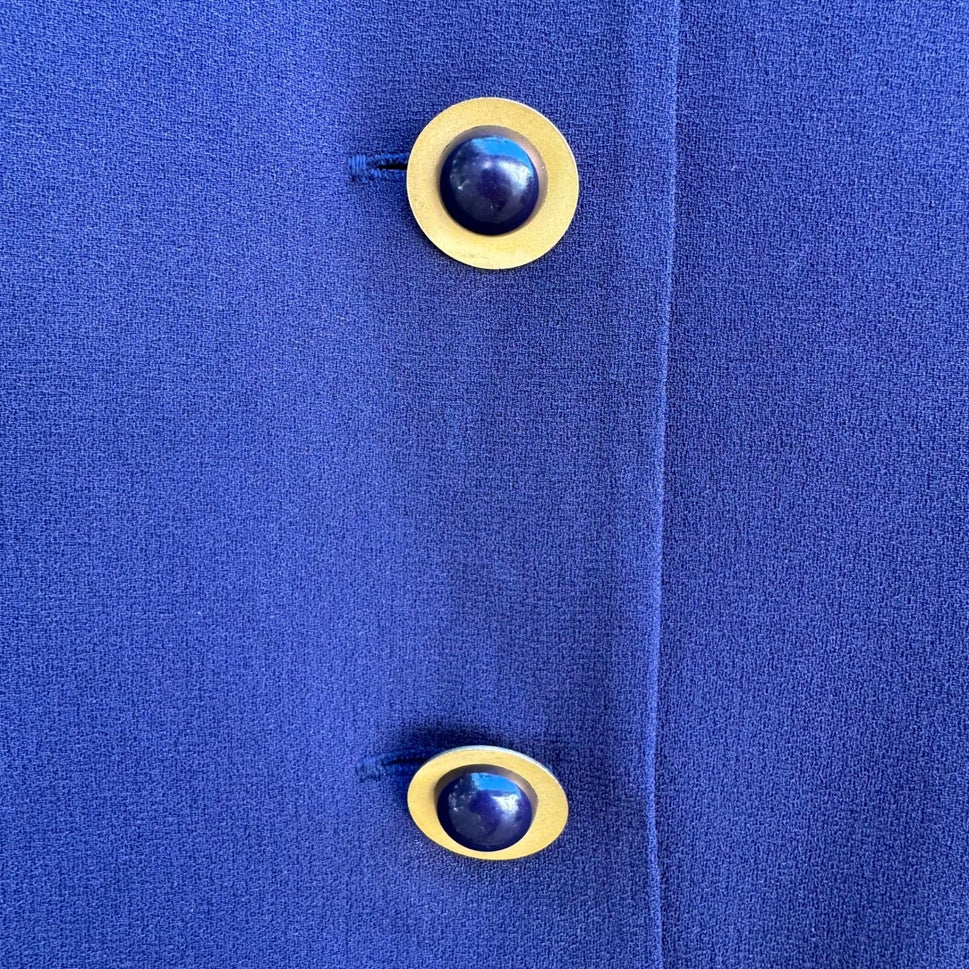 Liz Claiborne Vintage 90s Power Dressing Royal Blue Notched Cropped Blazer 2