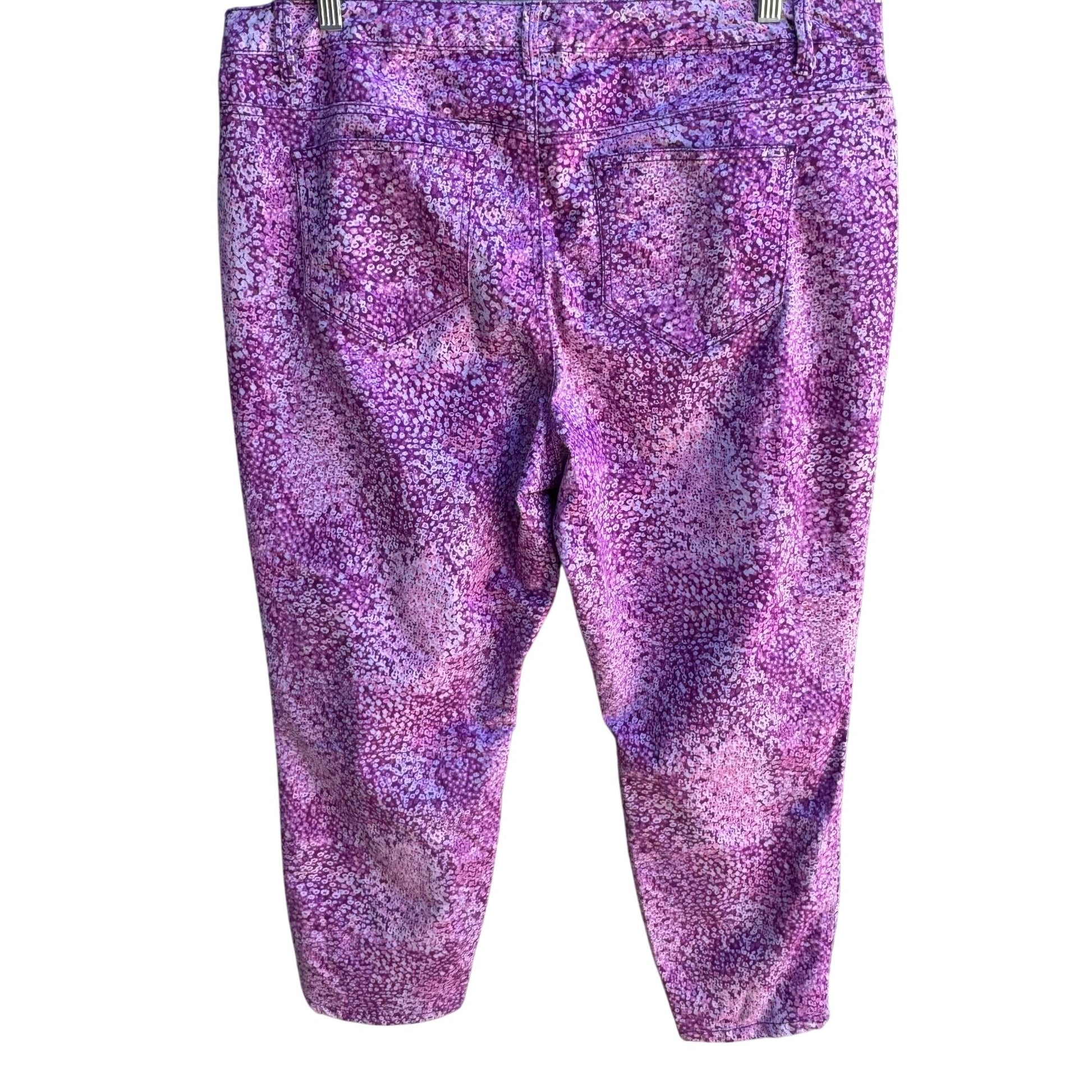 Nine West Jeans Womens Cigarette Fit Skinny Leg Pink Floral Capri Jean Pant 18W