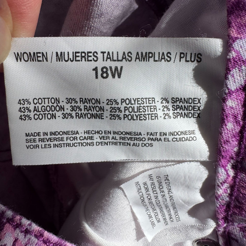 Nine West Jeans Womens Cigarette Fit Skinny Leg Pink Floral Capri Jean Pant 18W