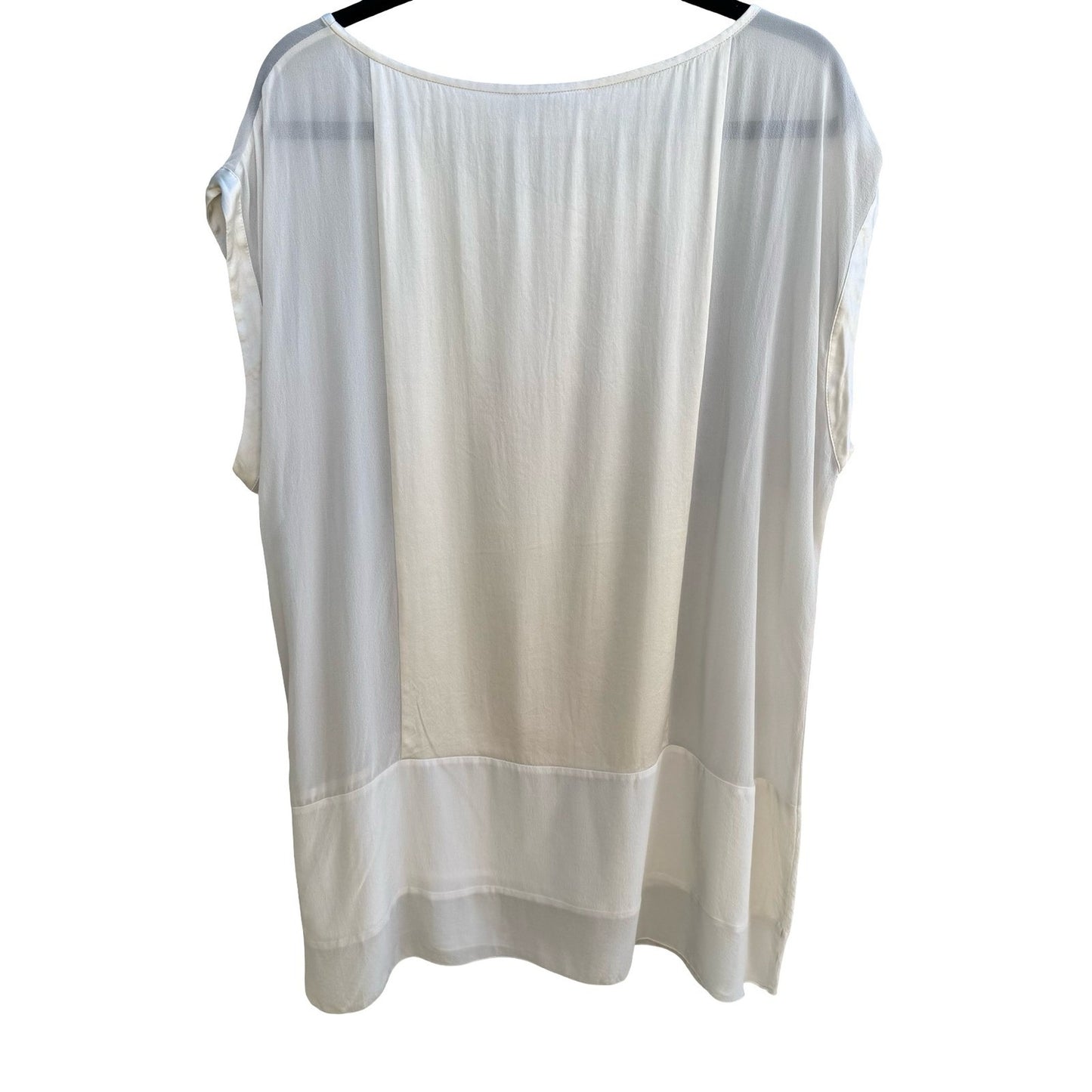 Eileen Fisher Silk Blend Minimalist Quiet Luxury Lagenlook Sheer Tunic Blouse L