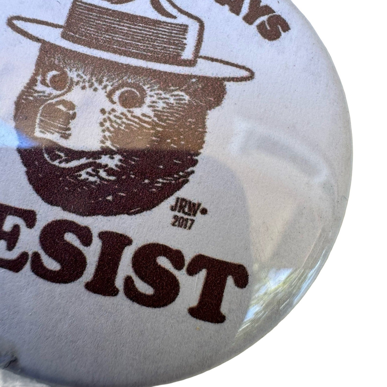Smokey Bear Smokey Says Resist Pinback Button 2017 JRW Political Environmental