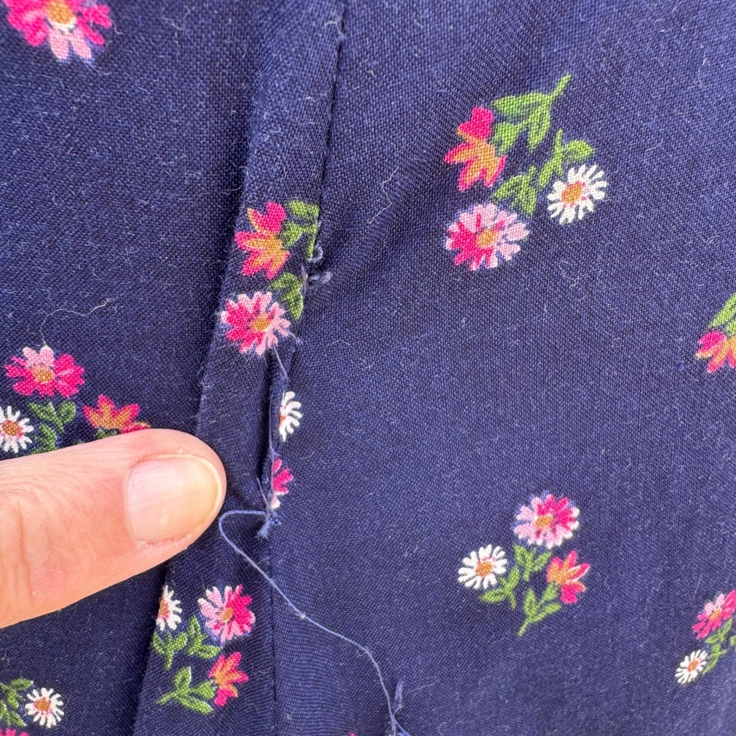 Phase Il Vintage California Navy Floral Cotton Tiered Halter Maxi Dress Smocked