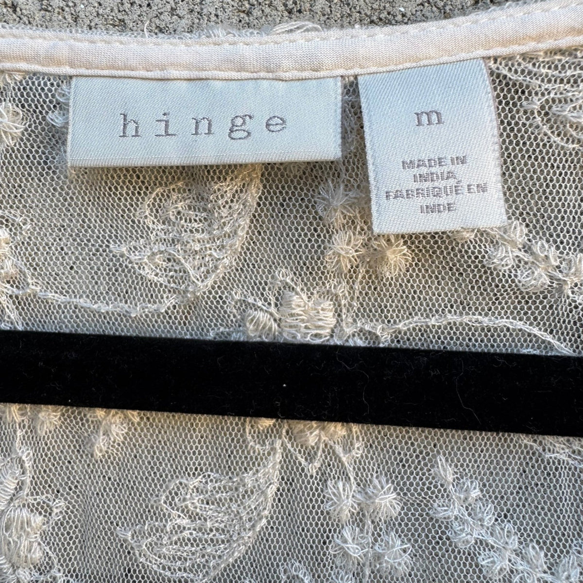 Hinge Boho Cottagecore Coquette Fairycore Floral Lace Embroidered Blouse Ivory M