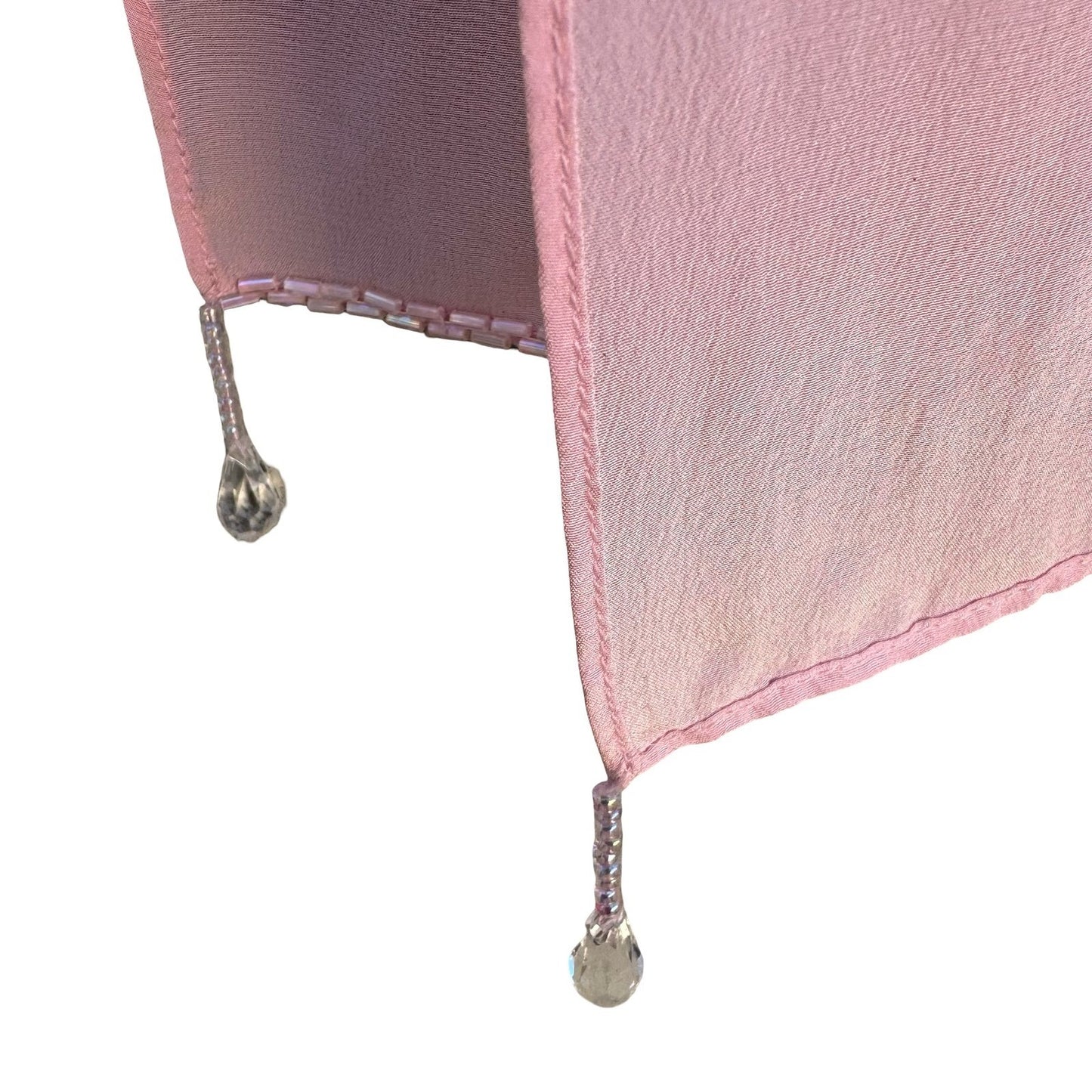 Diane Gilman Pink 100% Silk Beaded Floral Blouse Detachable Scarf Womens S NEW