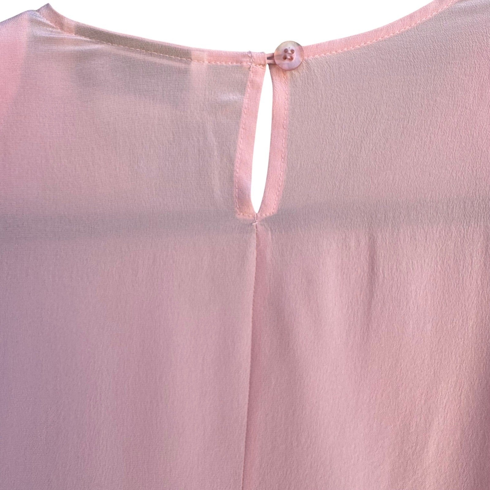 Diane Gilman Pink 100% Silk Beaded Floral Blouse Detachable Scarf Womens S NEW