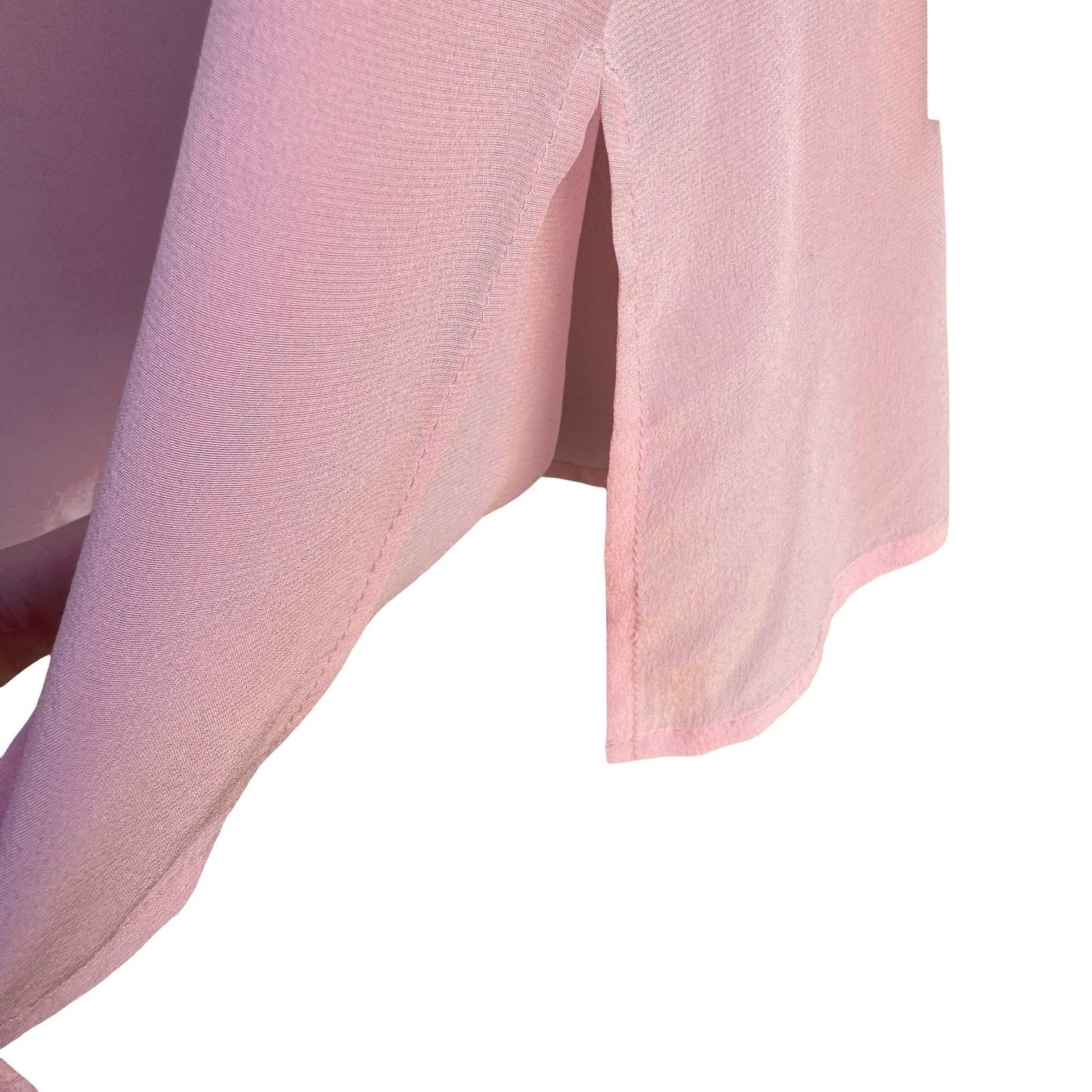 Diane Gilman Pink 100% Silk Beaded Floral Blouse Detachable Scarf Womens S NEW