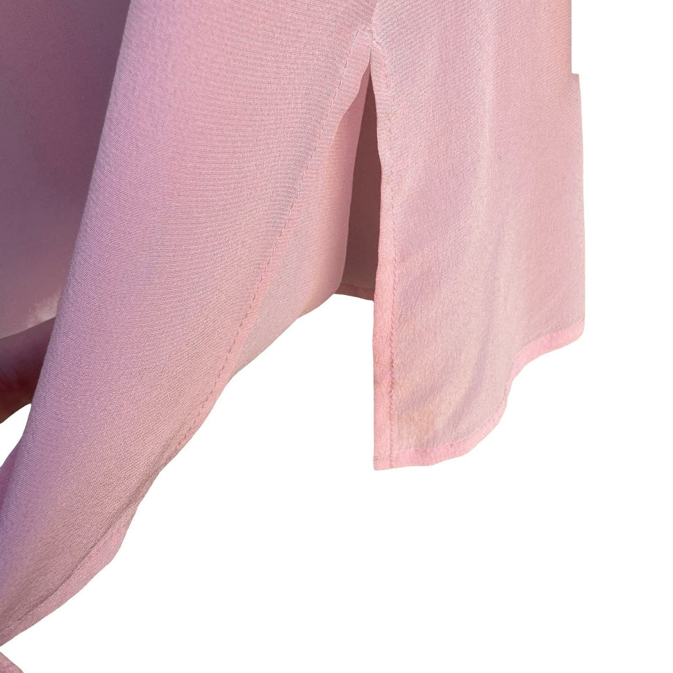 Diane Gilman Pink 100% Silk Beaded Floral Blouse Detachable Scarf Womens S NEW