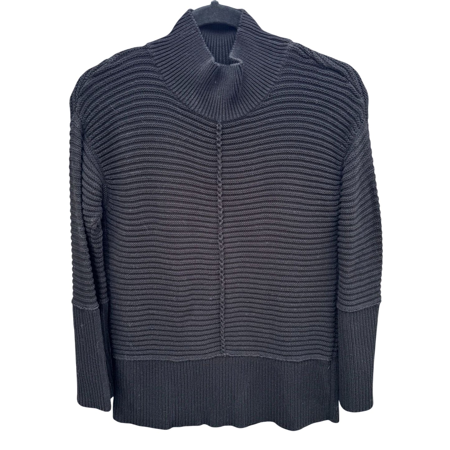 Marla Wynne Black Ribbed Knit Turtleneck Sweater XS Womens Preppy Minimalist