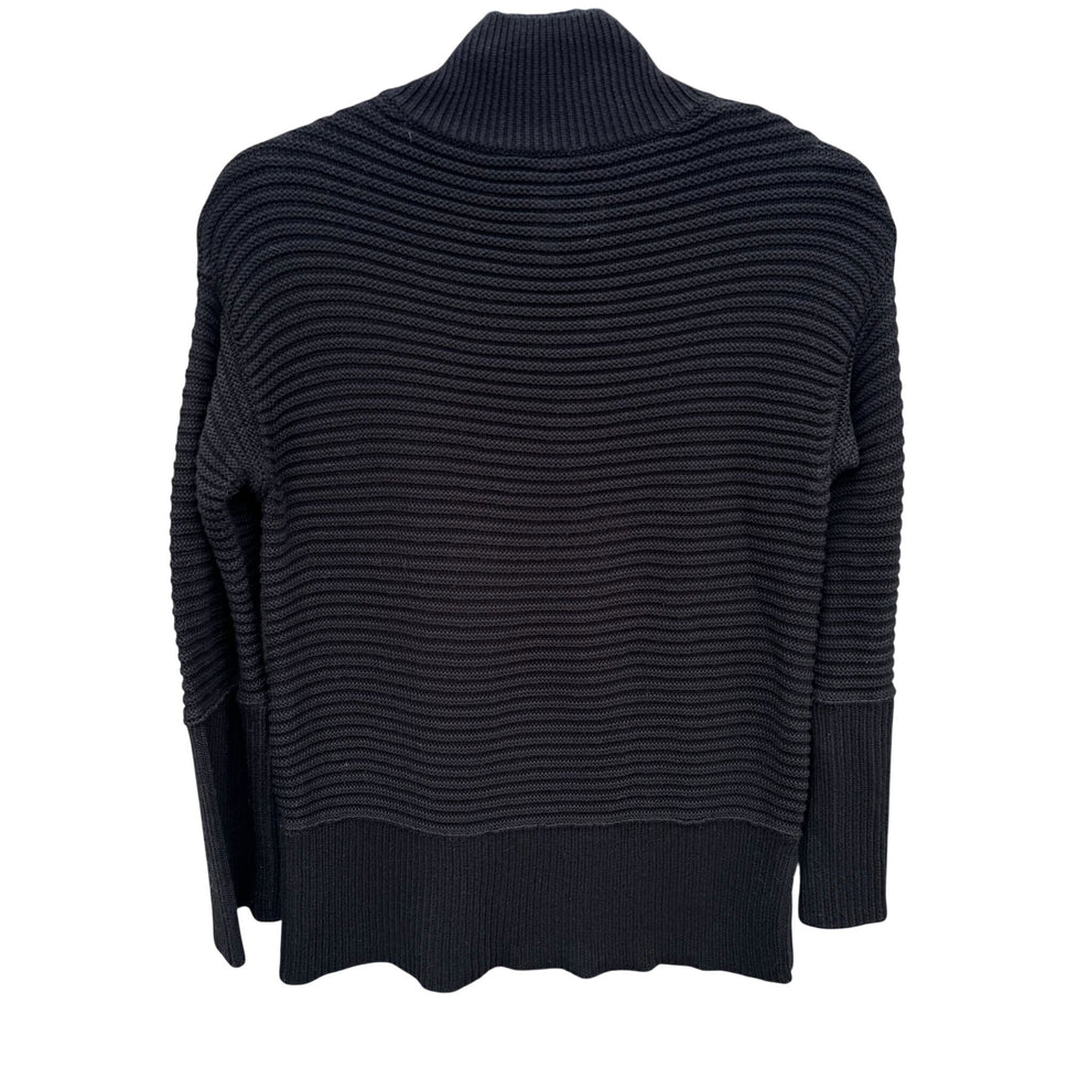 Marla Wynne Black Ribbed Knit Turtleneck Sweater XS Womens Preppy Minimalist