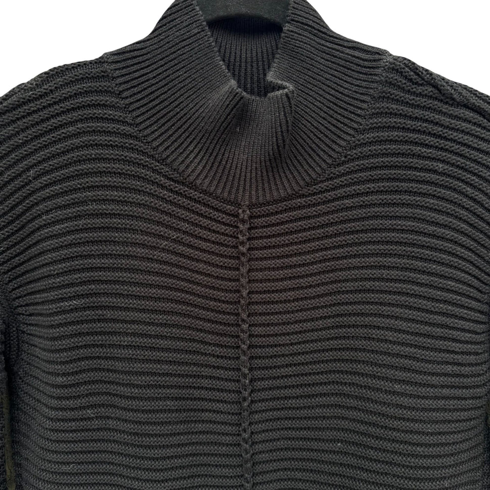 Marla Wynne Black Ribbed Knit Turtleneck Sweater XS Womens Preppy Minimalist