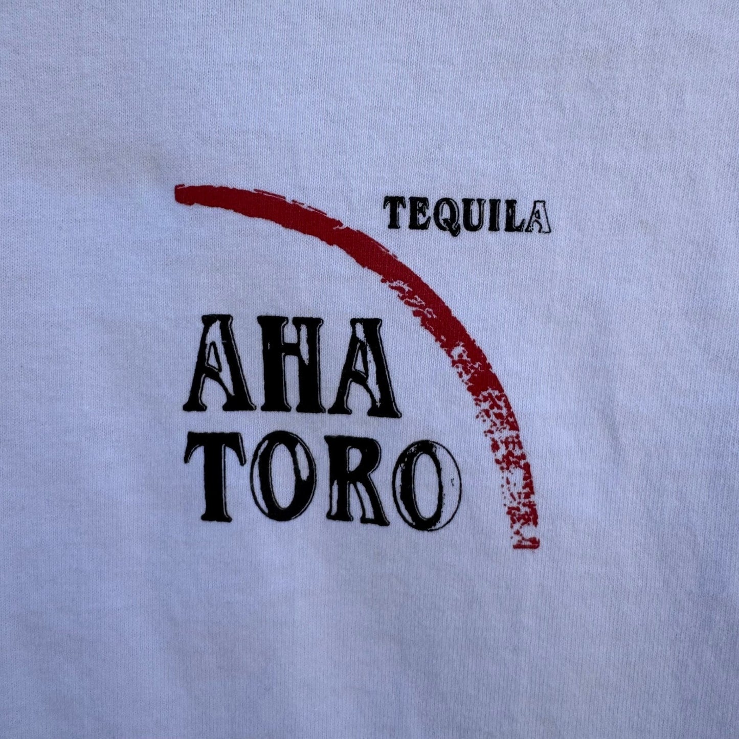 Aha Toro Tequila Graphic T-Shirt White Short Sleeve Crewneck Alcohol Merch Med