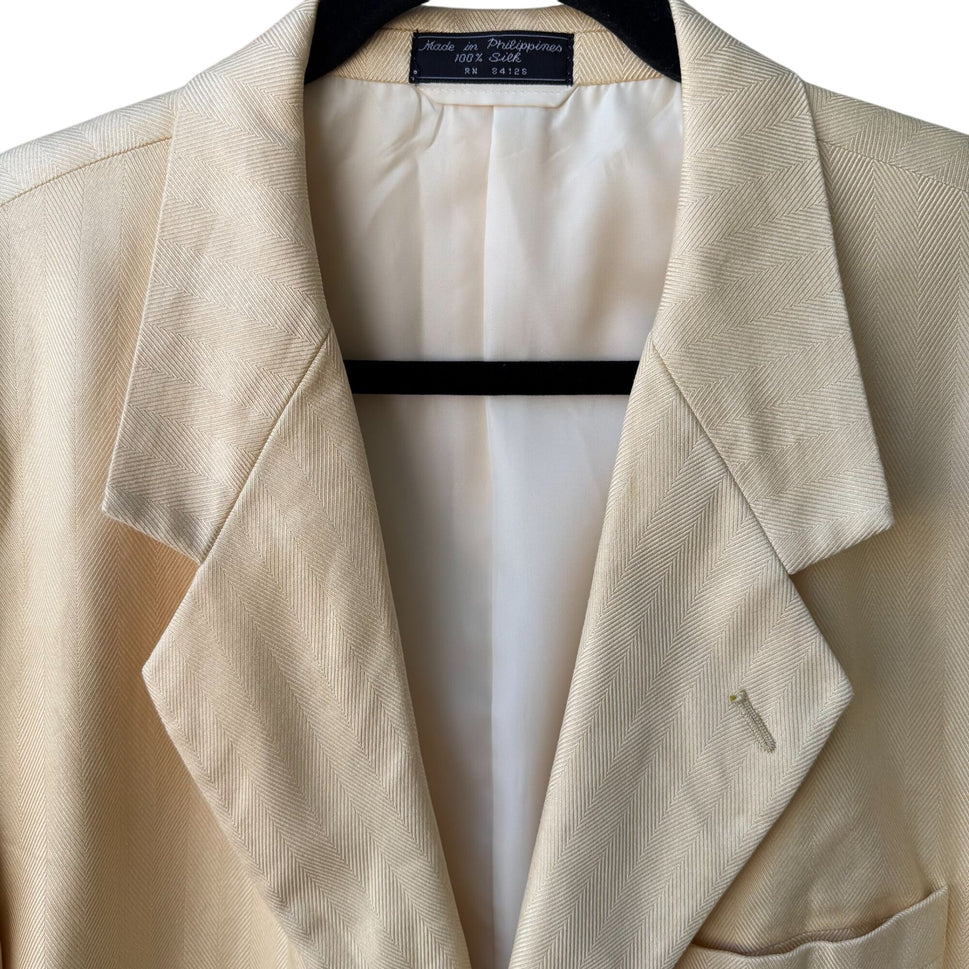 Bert Pulitzer Signature Collection Vintage Mens Yellow Silk Blazer Jacket 46R
