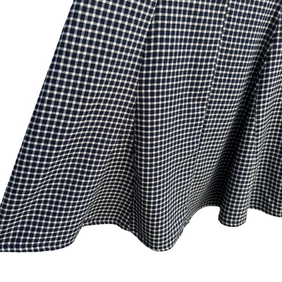 BCBGeneration Y2K Navy Blue White Gingham V-Neck Ruffle Sleeve Mini Dress Size 8