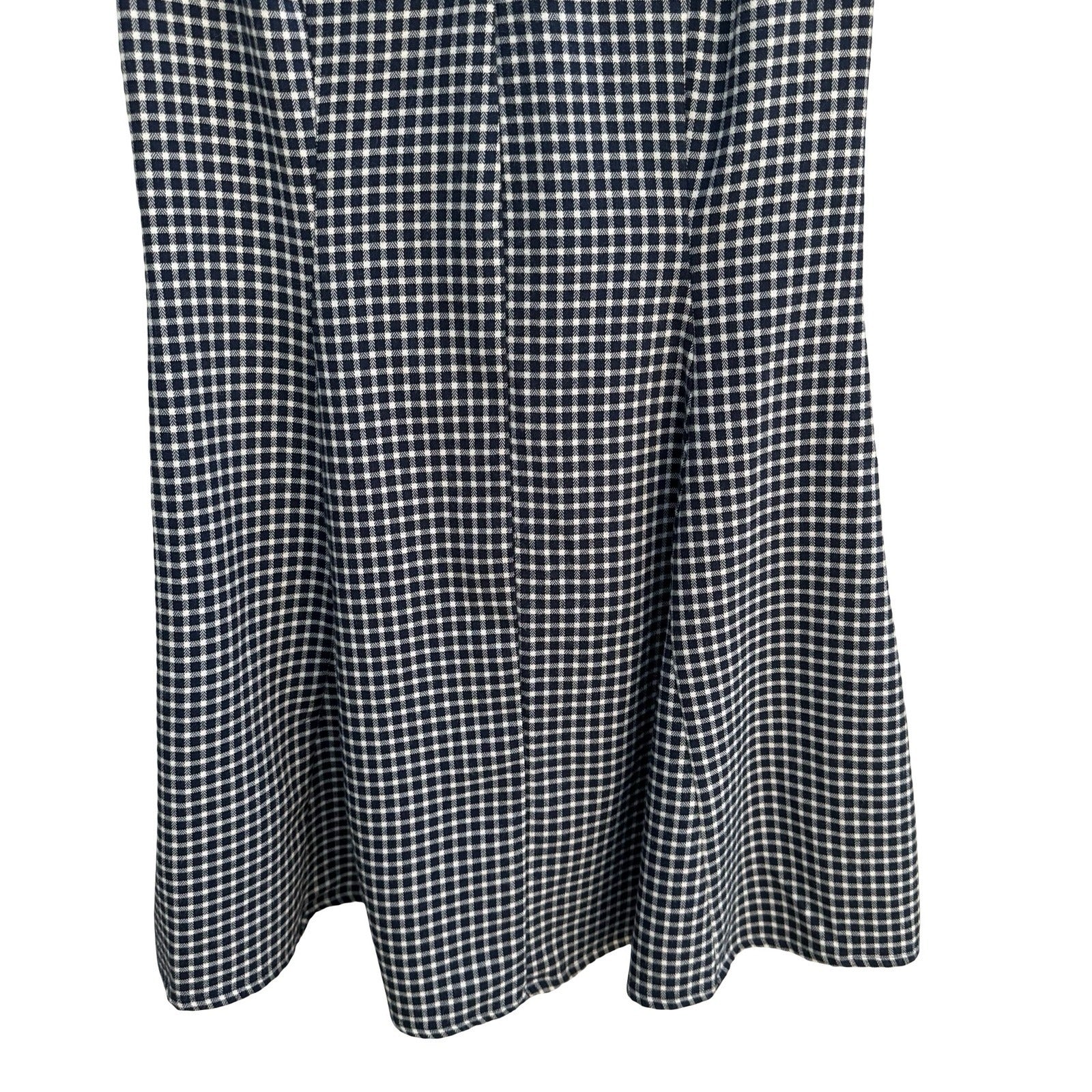 BCBGeneration Y2K Navy Blue White Gingham V-Neck Ruffle Sleeve Mini Dress Size 8