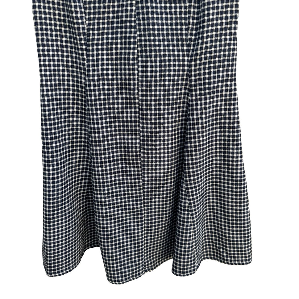 BCBGeneration Y2K Navy Blue White Gingham V-Neck Ruffle Sleeve Mini Dress Size 8