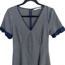 Switch BCBGeneration Y2K Navy Blue White Gingham V-Neck Ruffle Sleeve Mini Dress Size 8 3 image
