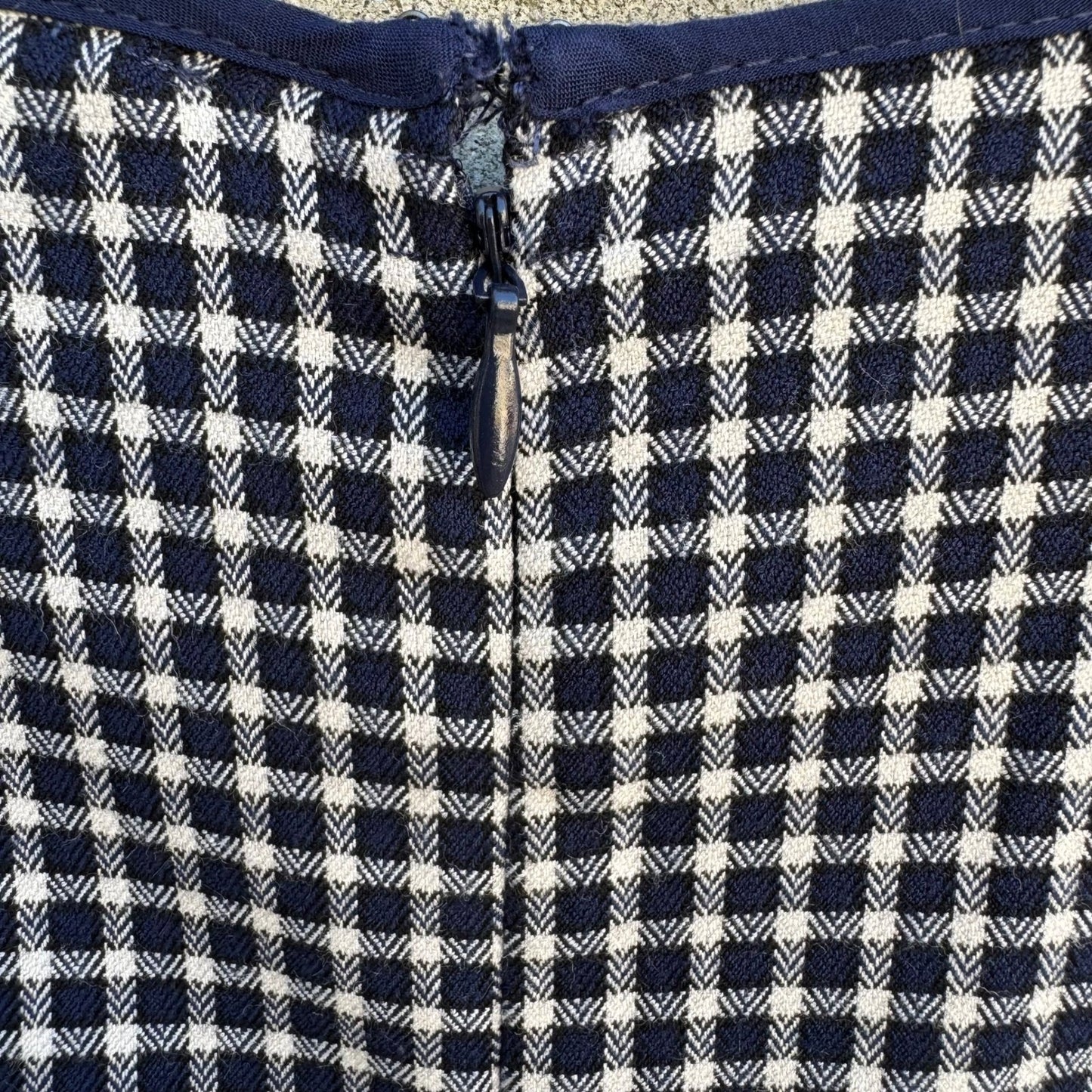 BCBGeneration Y2K Navy Blue White Gingham V-Neck Ruffle Sleeve Mini Dress Size 8