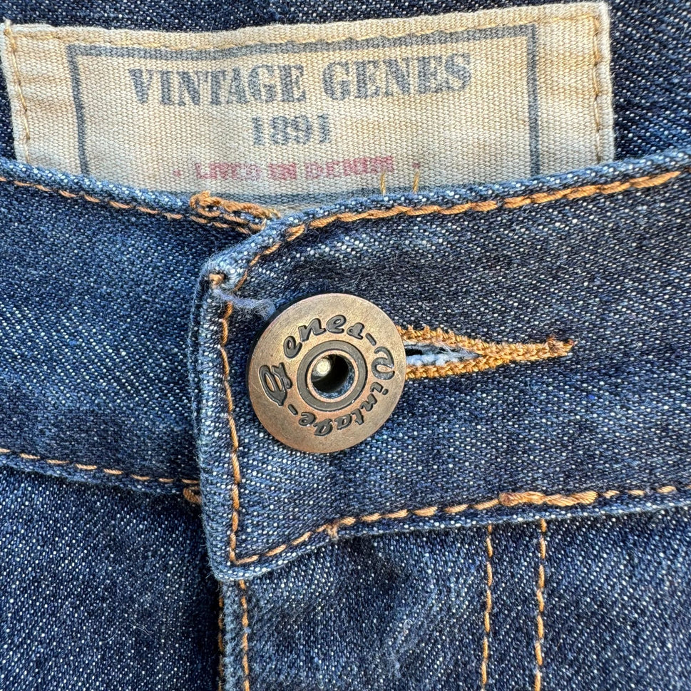 Vintage Genes 1891 Mens Slim Straight Mid Rise Dark Wash Blue Denim Jeans - 38"