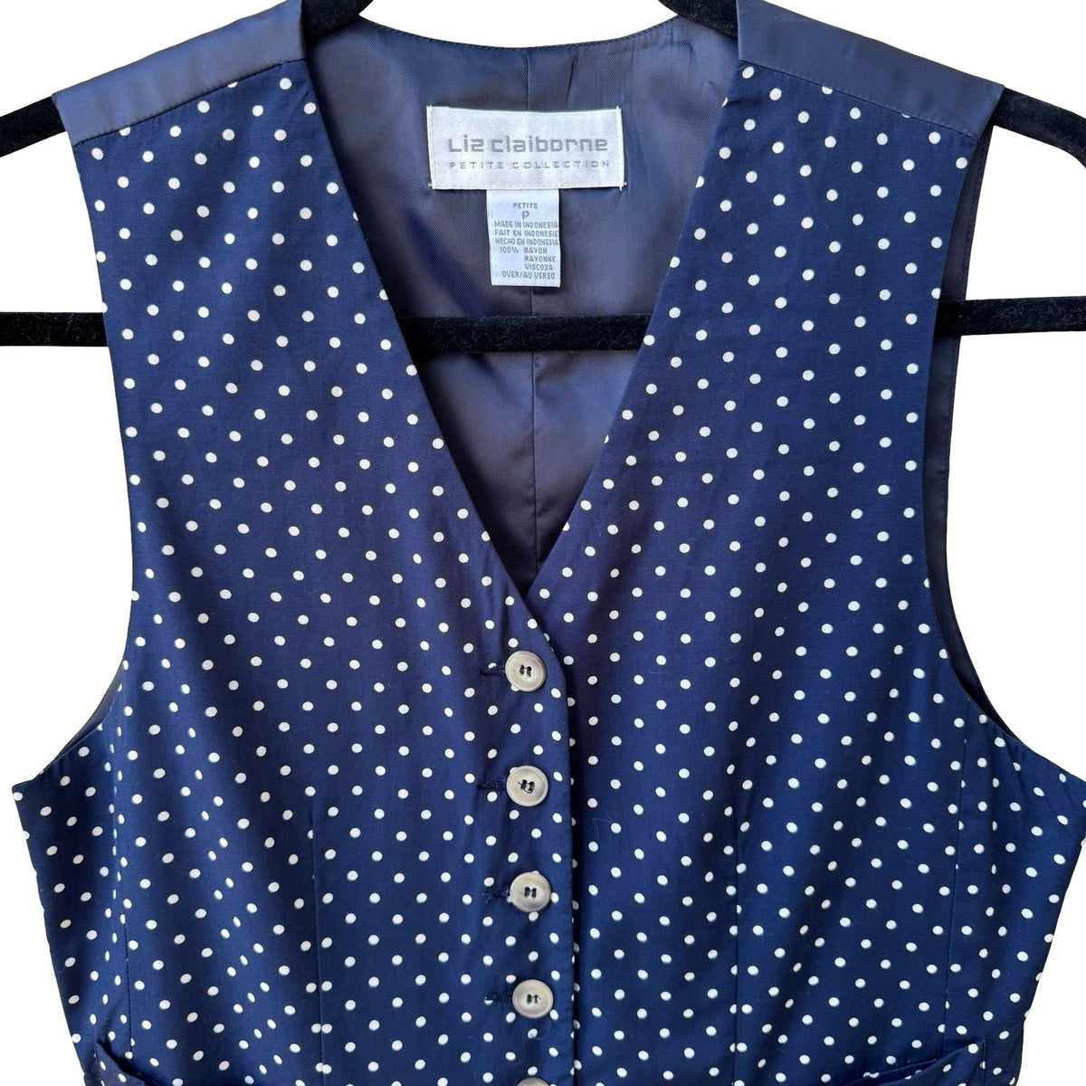 Liz Claiborne Vintage 90s PInup Rockabilly Minimalist Polka Dot Waistcoat Vest S