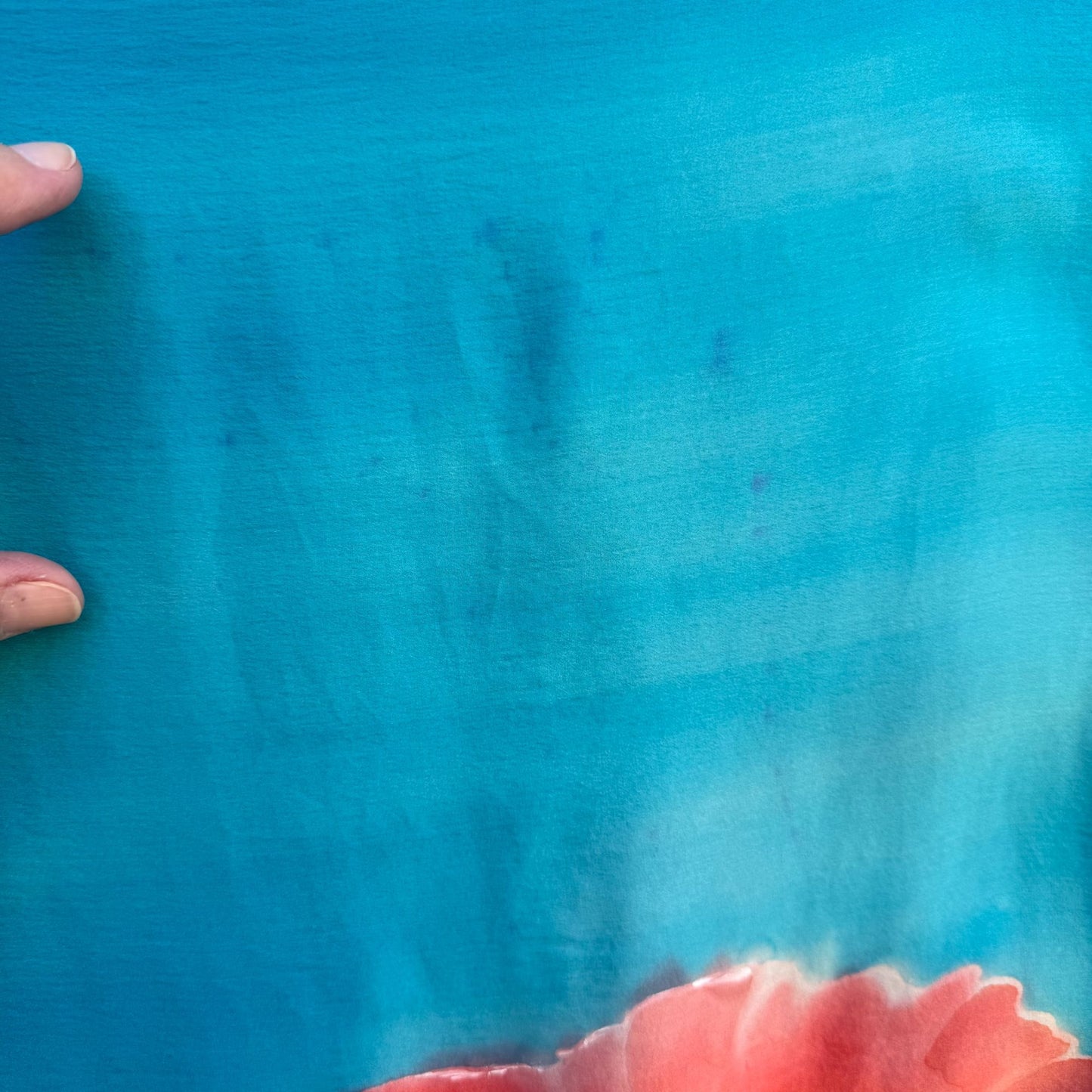 Elizabeth Hand Painted Hand Sewn Silk Bold Floral Poppy Watercolor Scarf Wrap