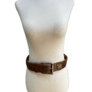 Switch Vintage Handmade Brown Distressed Leather Belt Wide Criss Cross Studded Buckle L 3 image