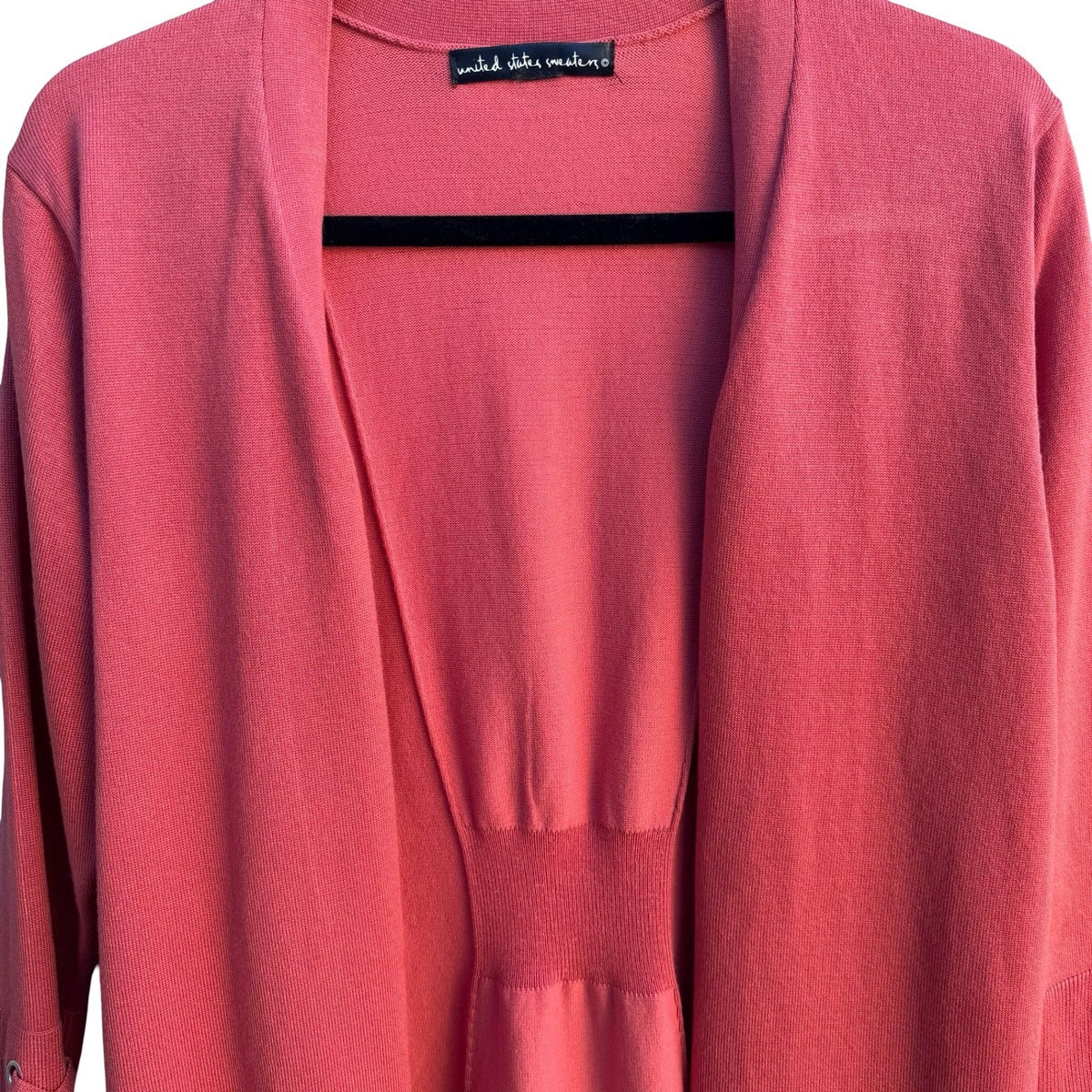 United States Sweaters Lace Up Grommet Sleeve Open Front Cardigan Coral Womens L