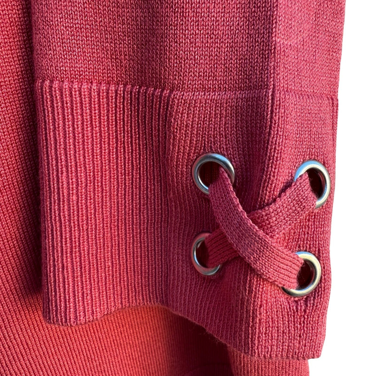 United States Sweaters Lace Up Grommet Sleeve Open Front Cardigan Coral Womens L
