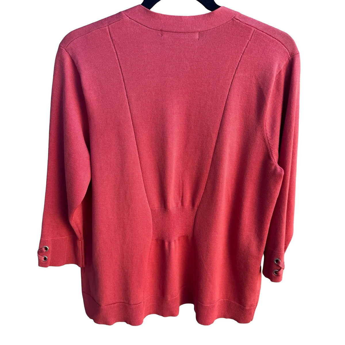 United States Sweaters Lace Up Grommet Sleeve Open Front Cardigan Coral Womens L