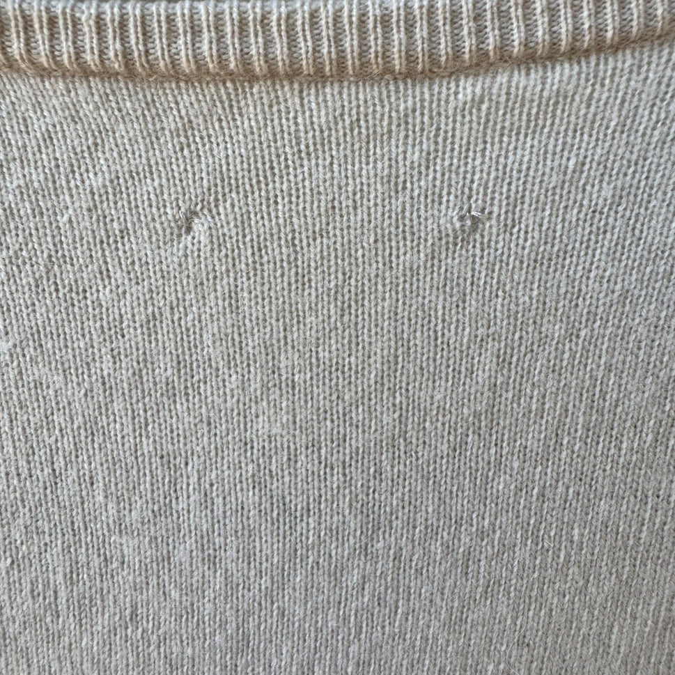 Vince 100% Cashmere Quiet Luxury Preppy Short Sleeve Minimalist Sweater Tan S
