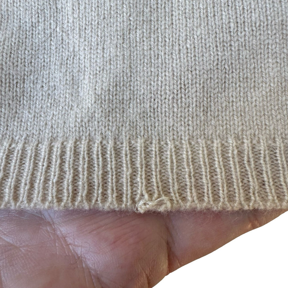 Vince 100% Cashmere Quiet Luxury Preppy Short Sleeve Minimalist Sweater Tan S