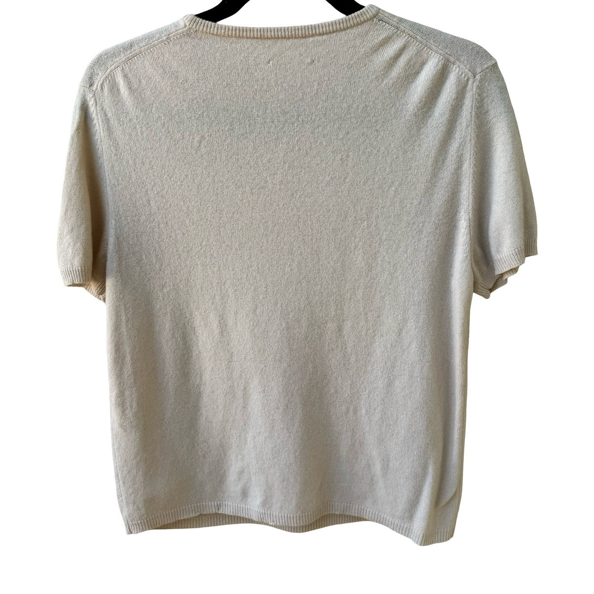 Vince 100% Cashmere Quiet Luxury Preppy Short Sleeve Minimalist Sweater Tan S