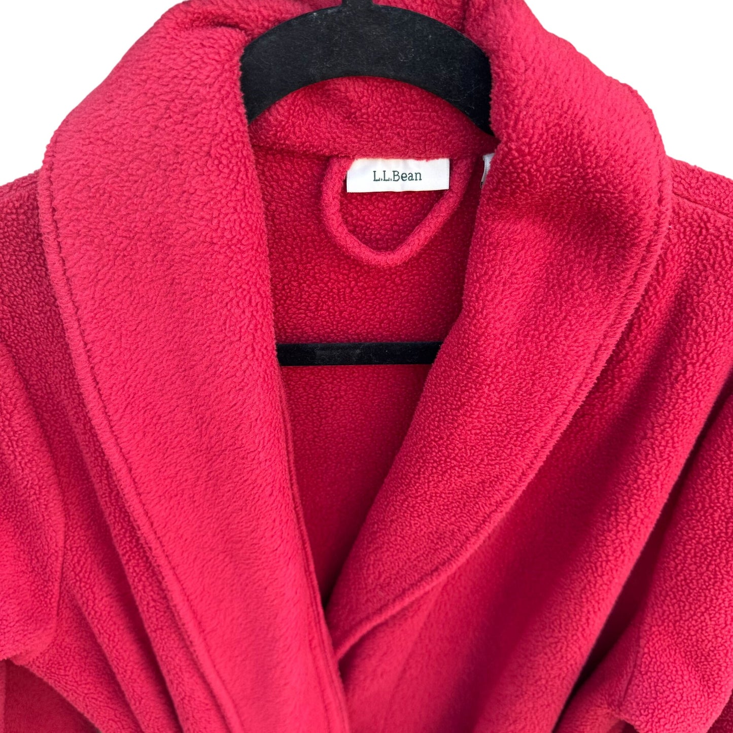 L.L.Bean Womens Red Fleece Belt & Pockets Thick Comfy Winter Bathrobe Medium