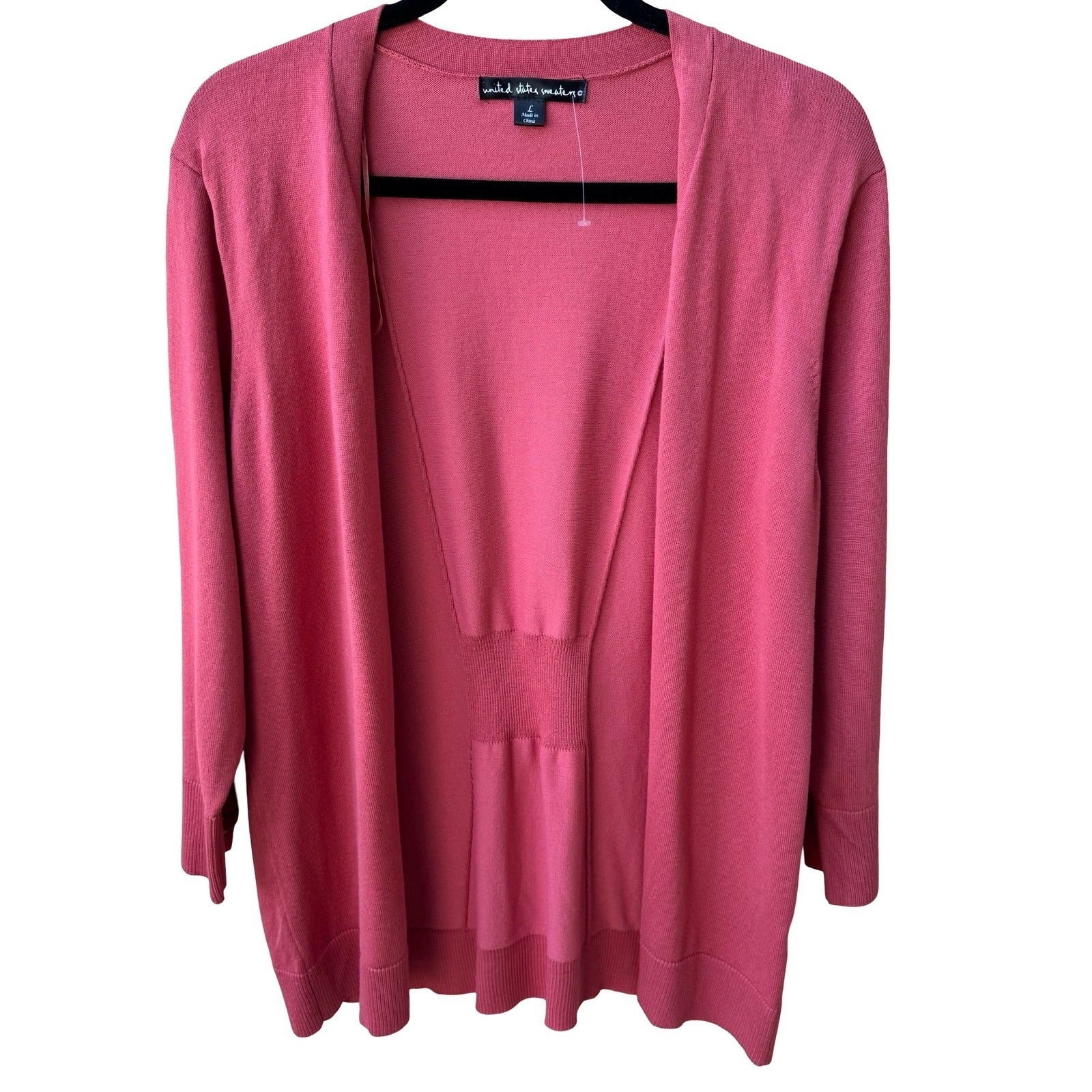 United States Sweaters Layering Minimalist Open Front Grommet Cardigan L NEW