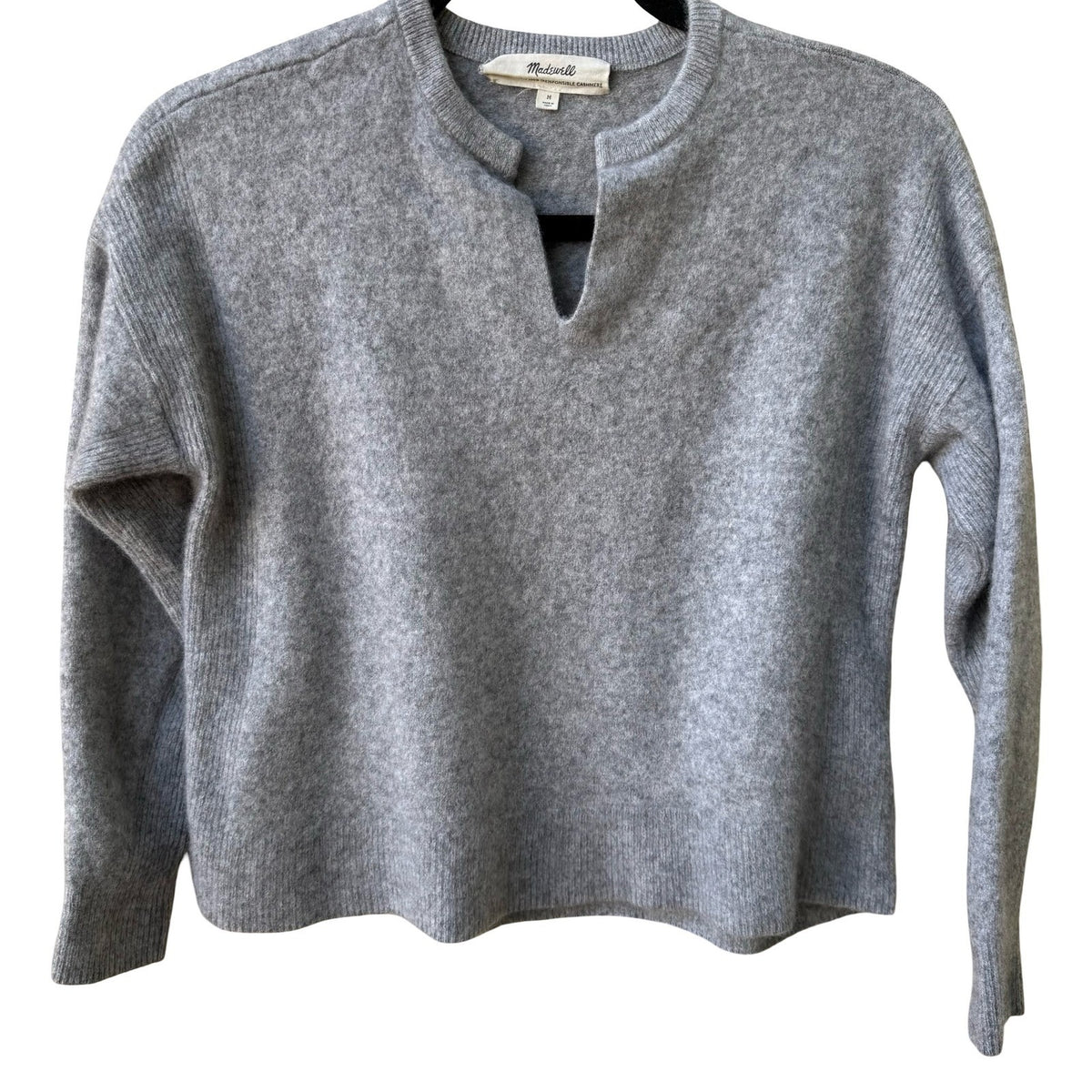 Madewell Responsible Cashmere Quiet Luxury Minimalist Soft Knit Sweater Gray M