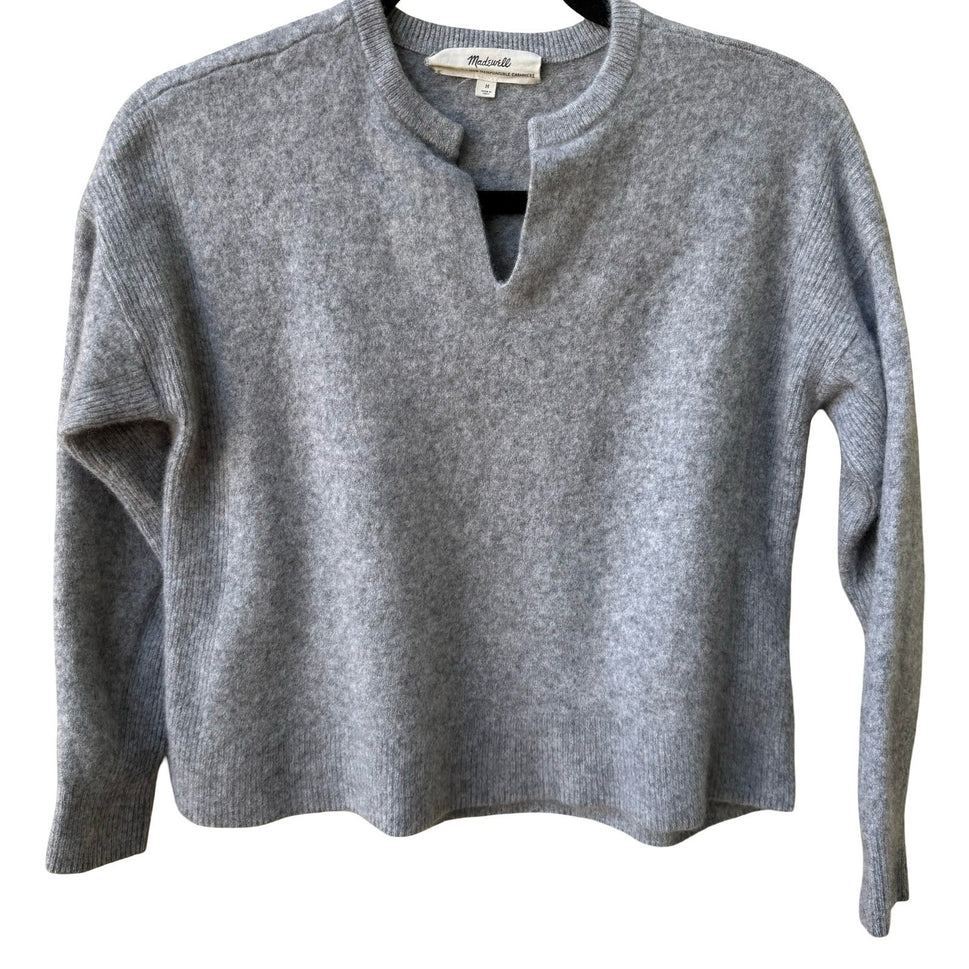 Madewell Responsible Cashmere Quiet Luxury Minimalist Soft Knit Sweater Gray M