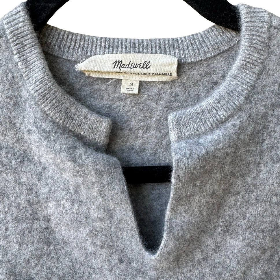 Madewell Responsible Cashmere Quiet Luxury Minimalist Soft Knit Sweater Gray M