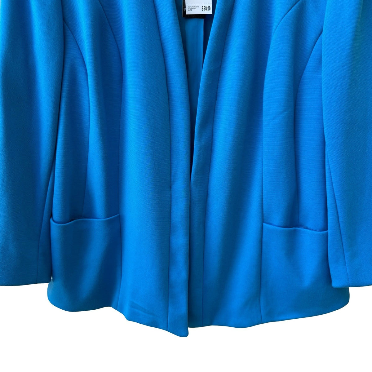 Premise Epsilon Minimalist Tailored Open Front Shawl Collar Blazer Aqua XL NEW