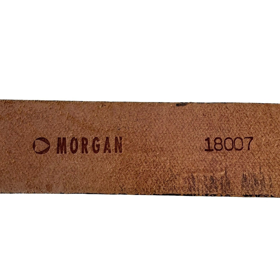 Morgan Vintage Y2K Glam Black Leather Belt Aurora Borealis Rhinestone Buckle S